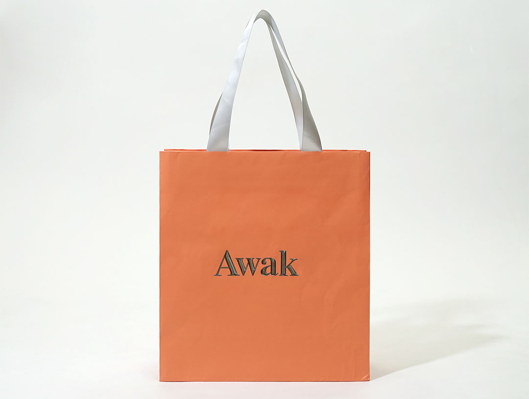 Reusable Orange Shopping Paper Bag With Ribbon Handle 